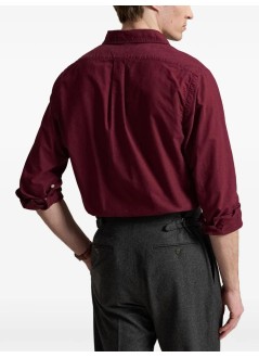 polo ralph lauren camiseria hombre cubdppcs-long sleeve-sport shirt - 710805564526 classic wine c5200