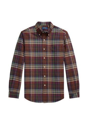 polo ralph lauren camiseria hombre cubdpppks-long sleeve-sport shirt - 710p00629502 6890c brown green multi