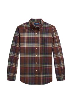 polo ralph lauren camiseria hombre cubdpppks-long sleeve-sport shirt - 710p00629502 6890c brown green multi