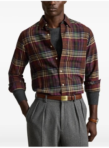 polo ralph lauren camiseria hombre cubdpppks-long sleeve-sport shirt - 710p00629502 6890c brown green multi 2