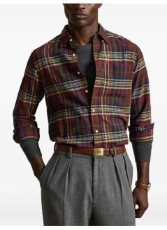 polo ralph lauren camiseria hombre cubdpppks-long sleeve-sport shirt - 710p00629502 6890c brown green multi