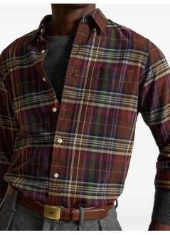 polo ralph lauren camiseria hombre cubdpppks-long sleeve-sport shirt - 710p00629502 6890c brown green multi