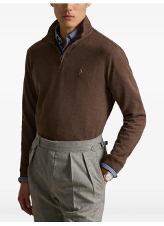 polo ralph lauren sudadera hombre knit-half zip-pullover - 710p07411508 nutmeg brown heather