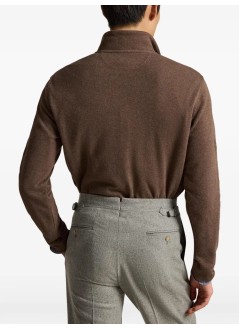 polo ralph lauren sudadera hombre knit-half zip-pullover - 710p07411508 nutmeg brown heather