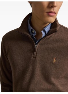 polo ralph lauren sudadera hombre knit-half zip-pullover - 710p07411508 nutmeg brown heather