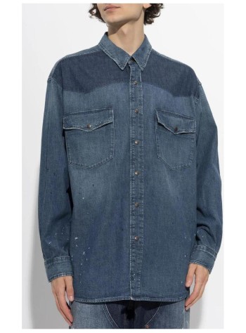 maison margiela camiseria hombre bicolor denim shirt - s50dt0084m30021 964 2
