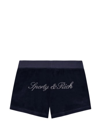 sporty & rich pantalon corto mujer signature logo krystal short - sh05773326bl106 3902 2
