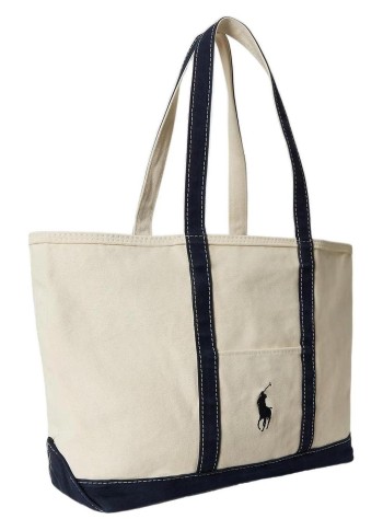 polo ralph lauren tote hombre pp icn tte m-tote-medium - 405p02124001 cream navy 2