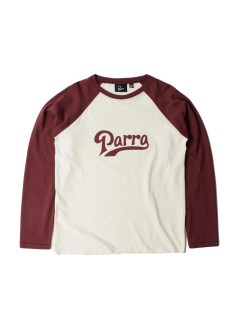 by parra camiseta hombre baller of the based raglan long sleeve t-shirt - 56125 dark red