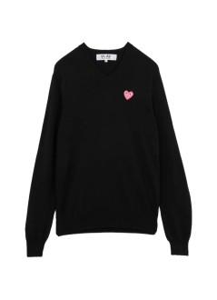 comme des garçons play sudadera hombre sweater pink emblem - axn097051 black