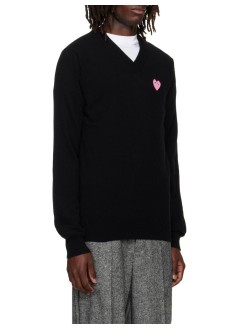 comme des garçons play sudadera hombre sweater pink emblem - axn097051 black