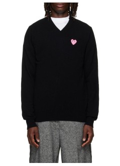 comme des garçons play sudadera hombre sweater pink emblem - axn097051 black