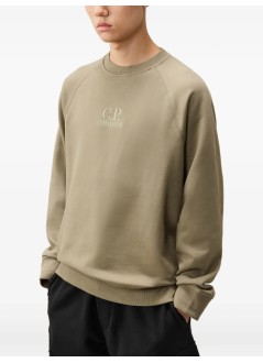 c.p.company sweater mandiagonal raised fleece crewneck logo sweatshirt - 21cmss025a005086w 356