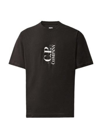 c.p.company t-shirt man30/1 jersey short sleeve vertical logo t-shirt - 21cmts134a005100w 985