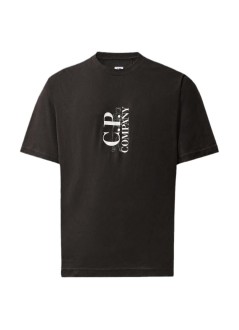 c.p.company t-shirt man30/1 jersey short sleeve vertical logo t-shirt - 21cmts134a005100w 985