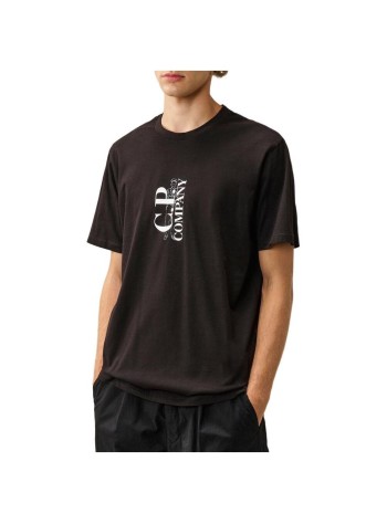 c.p.company t-shirt man30/1 jersey short sleeve vertical logo t-shirt - 21cmts134a005100w 985 2