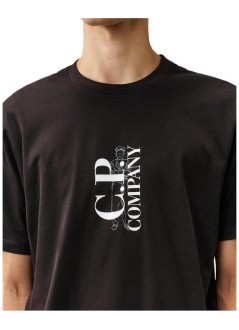 c.p.company t-shirt man30/1 jersey short sleeve vertical logo t-shirt - 21cmts134a005100w 985