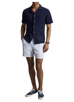 polo ralph lauren short pant manclassic fit linnen short - 710b19634004 6771a cabana blue white