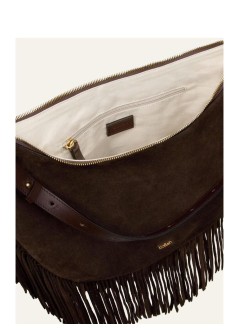ba&sh handbag mujer bag m suede swing fringes - 2h26hbms choco