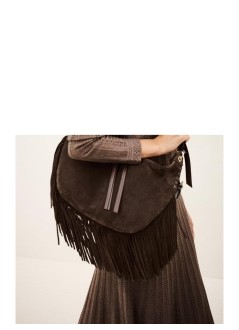 ba&sh handbag mujer bag m suede swing fringes - 2h26hbms choco