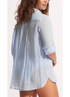 seafolly camiseria mujer breeze beach shirt - 54795to powder blue