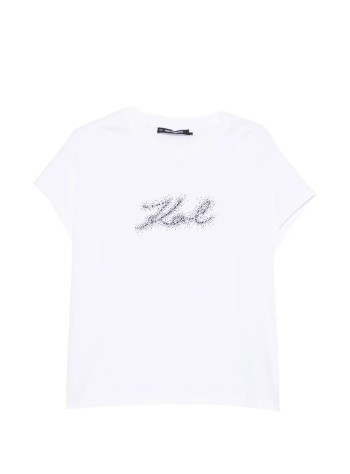 karl lagerfeld top womanrhinestone logo tshirt - b4w17048 100