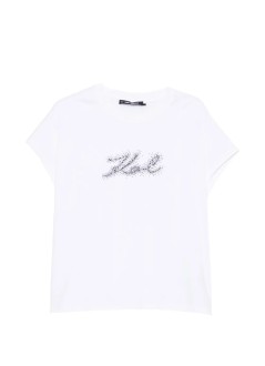 karl lagerfeld top mujer rhinestone logo tshirt - b4w17048 100