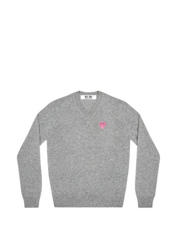 comme des garçons play sudadera hombre sweater pink emblem - axn097051 light grey