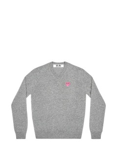 comme des garçons play sudadera hombre sweater pink emblem - axn097051 light grey