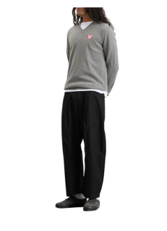 comme des garçons play sudadera hombre sweater pink emblem - axn097051 light grey