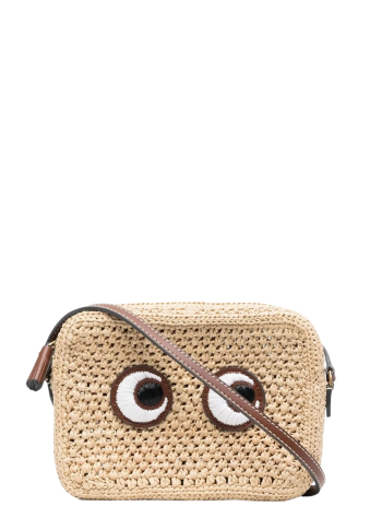 anya hindmarch crossbody womancross body eyes in raffia - 5050925168342 natural