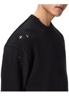 all saints knitwear manwolf crew - m017kf black