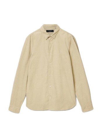 all saints shirt manbirchwood ls shirt - m144sb cord brown