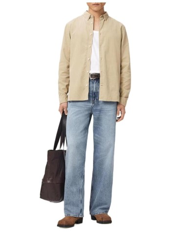 all saints shirt manbirchwood ls shirt - m144sb cord brown 2