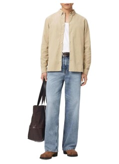 all saints shirt manbirchwood ls shirt - m144sb cord brown