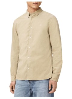 all saints shirt manbirchwood ls shirt - m144sb cord brown