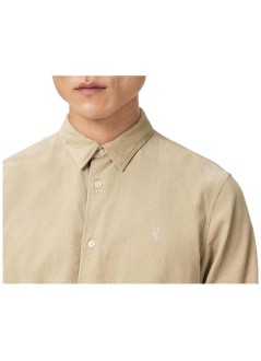 all saints shirt manbirchwood ls shirt - m144sb cord brown