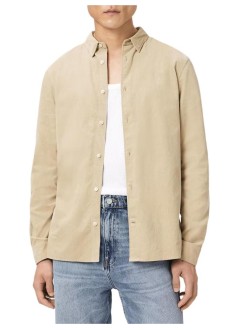 all saints shirt manbirchwood ls shirt - m144sb cord brown