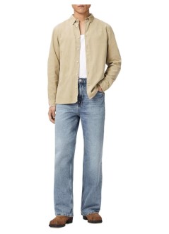 all saints shirt manbirchwood ls shirt - m144sb cord brown