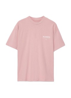 all saints t-shirt manbackstage ss crew - m033pf woodrose pink