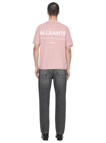 all saints t-shirt manbackstage ss crew - m033pf woodrose pink 2