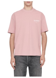 all saints t-shirt manbackstage ss crew - m033pf woodrose pink