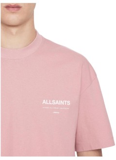 all saints t-shirt manbackstage ss crew - m033pf woodrose pink