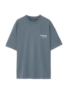 all saints t-shirt manbackstage ss crew - m033pf lunar blue