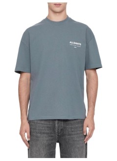 all saints t-shirt manbackstage ss crew - m033pf lunar blue