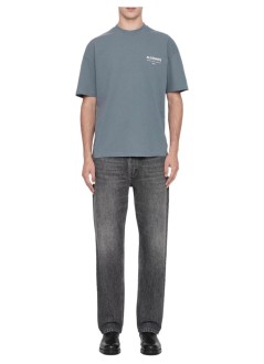 all saints t-shirt manbackstage ss crew - m033pf lunar blue