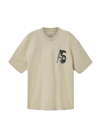 all saints t-shirt manlinx ss crew - m015pf khaki green