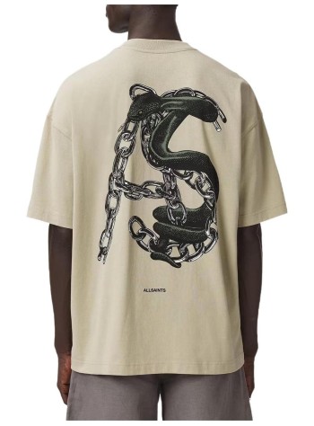 all saints t-shirt manlinx ss crew - m015pf khaki green 2