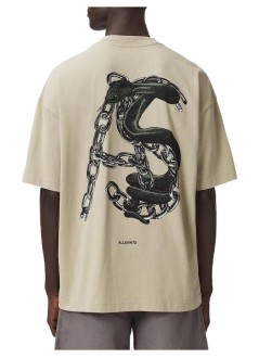 all saints t-shirt manlinx ss crew - m015pf khaki green