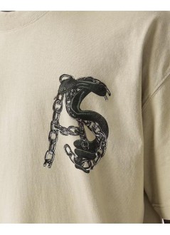 all saints t-shirt manlinx ss crew - m015pf khaki green
